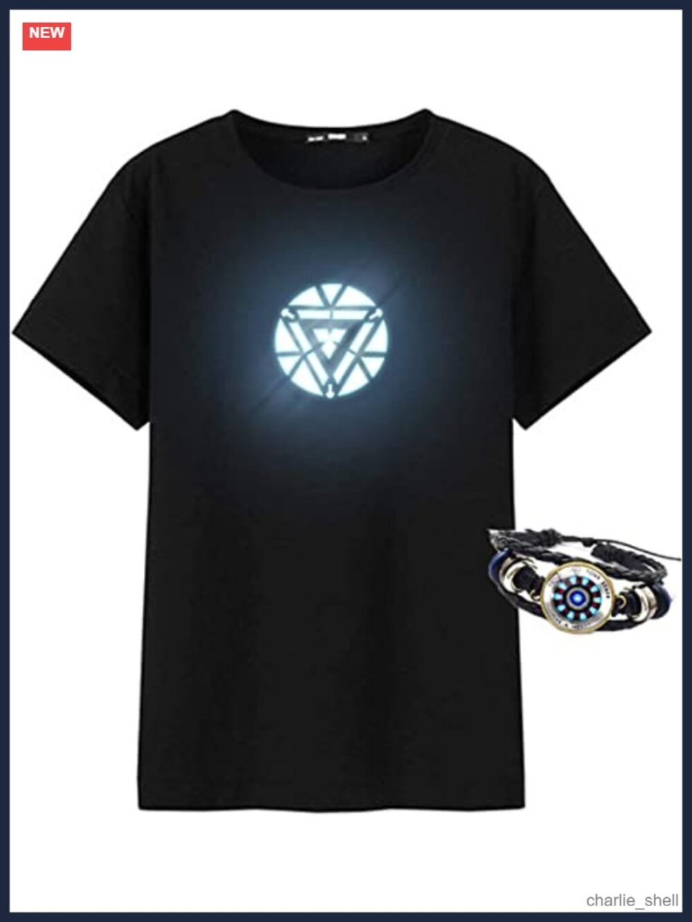 Men's Arc Reactor Illuminate T-Shirt Tony Cosplay Novelty Costume Crew Neck